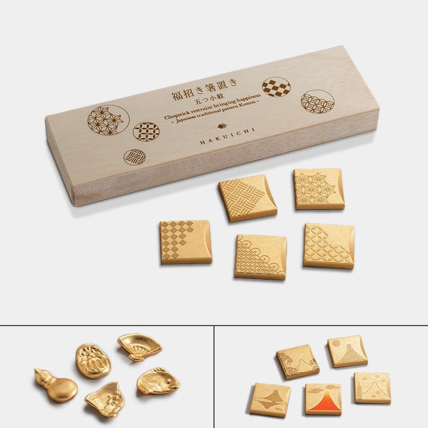 箸置き｜福招き 5個セット | 金沢箔 | 箔一 ｜BECOS
