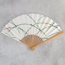 【扇子】つゆ草に向こう向きウサギ | 唐紙 | 唐源