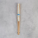 【扇子】つゆ草に向こう向きウサギ | 唐紙 | 唐源