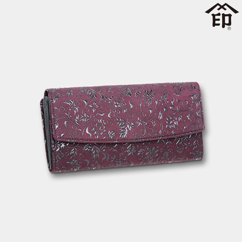 長財布｜束入れS 花唐草 (紫地x黒漆) | 甲州印伝 | 印傳屋 ｜BECOS