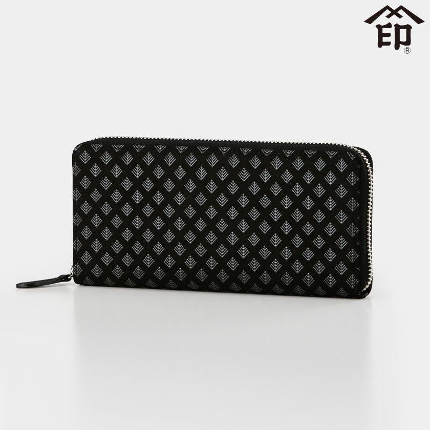 長財布｜束入れJ 若松菱 (黒地×グレー漆) | 甲州印伝 | 印傳屋 ｜BECOS