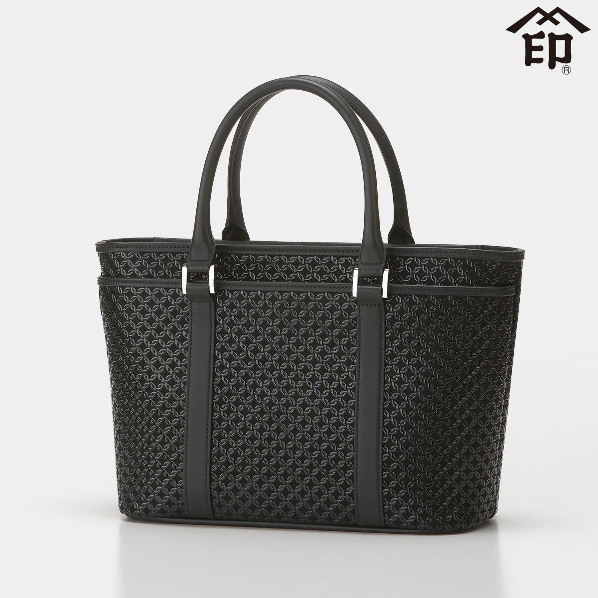 BACH CORP. 8C 旧刻印 バッグ｜80ハンドバッグ 輪繋ぎ (黒地×黒漆) | 甲州印伝 | 印傳屋 ｜BECOS