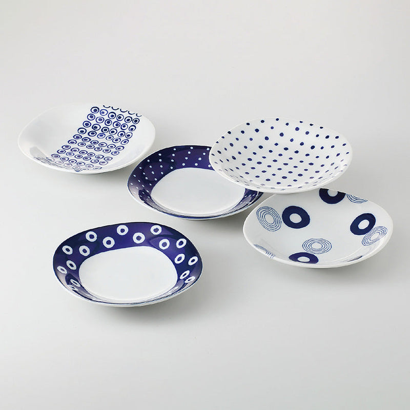 【皿5枚セット】藍丸紋 パスタ＆カレー揃 | 波佐見焼 | 西海陶器