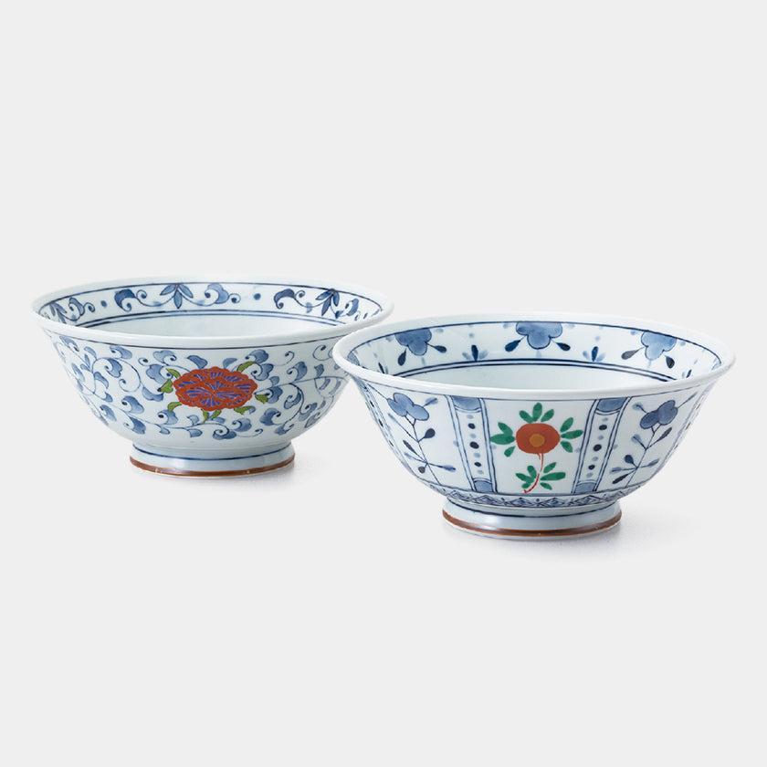 盃　三段陶器　杯　 三段重 陶器 染付　鉢 小鉢 鉢 ペアセット｜染錦 軽量麺鉢 | 波佐見焼 | 西海陶器 ｜BECOS