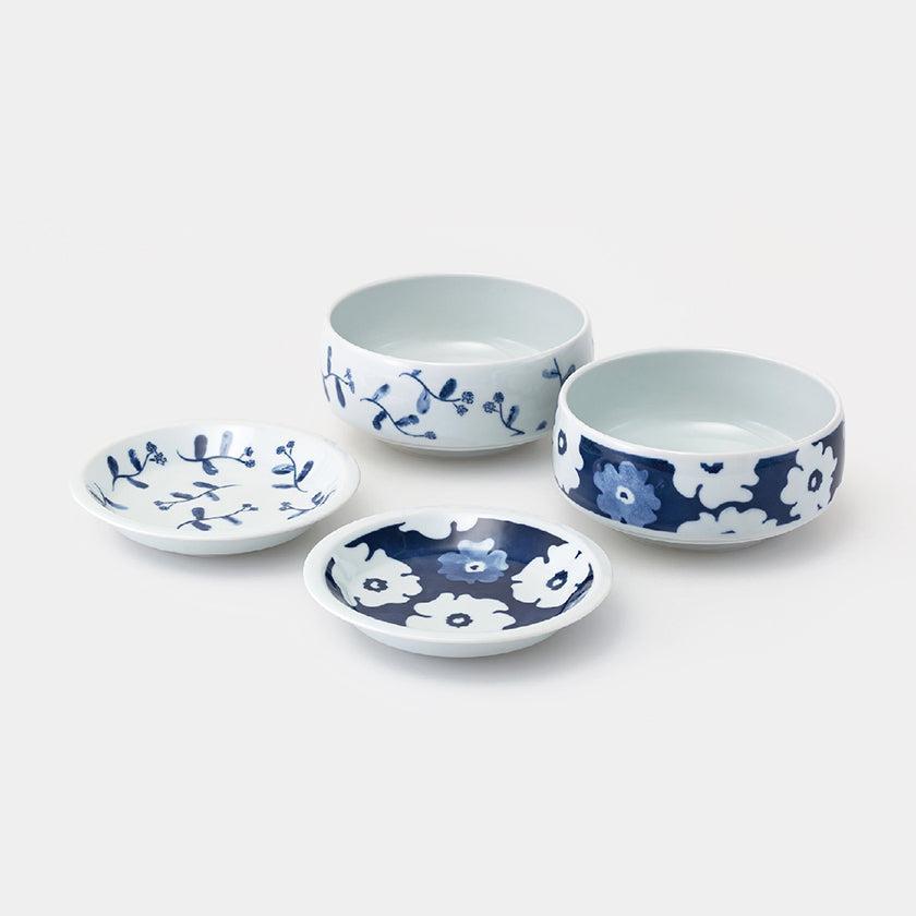 小皿＆小鉢 ペアセット｜藍花 小皿&小鉢 | 波佐見焼 | 西海陶器 ｜BECOS