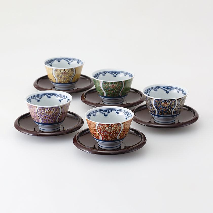 湯呑 5点セット｜献上古伊万里 茶托付仙茶揃 | 波佐見焼 | 西海陶器