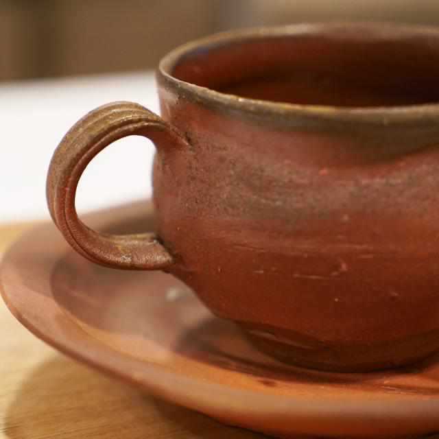 【コーヒーカップ】ソーサ－付 | 備前焼 | 恒枝直豆