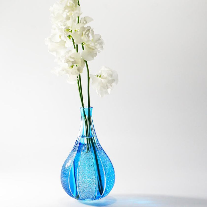 【花瓶】つぼ型一輪挿し 菊のグラデーション-kiku gradation - (1点物)｜切子