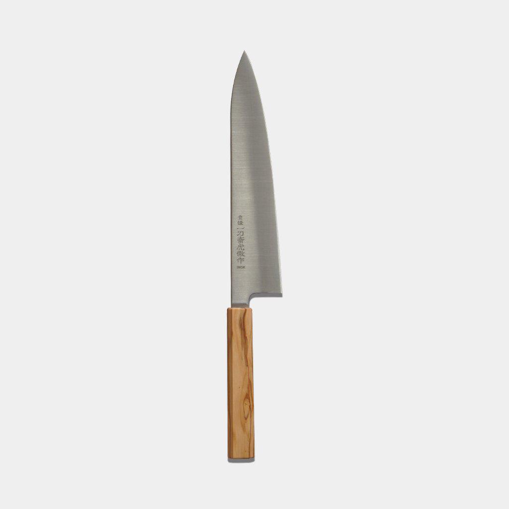 牛刀｜INOX スウェーデン鋼 (両刃) オリーブウッド八角柄 240mm｜BECOS 