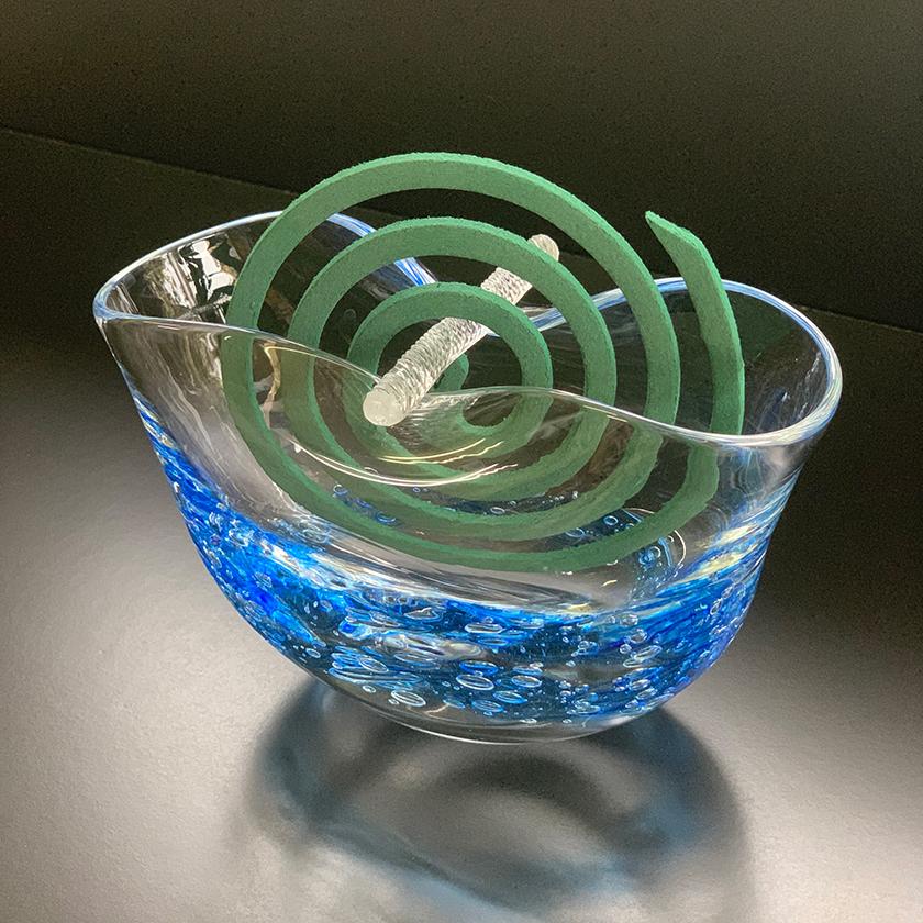 吹きガラス｜SUN GLASS STUDIO KYOTO 蚊取り線香ホルダー ブルー ｜BECOS