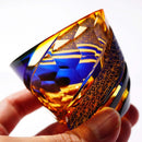 【グラス】冷酒グラス 泡影-hou ei- 瑠璃オレンジ | 切子