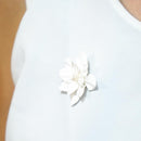 【アクセサリー】純白 (バレッタ、ブローチ、ピアス、リング 4点セット ) | つまみ細工