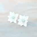【アクセサリー】純白 (バレッタ、ブローチ、ピアス、リング 4点セット ) | つまみ細工