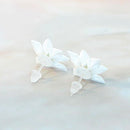 【アクセサリー】純白 (バレッタ、ブローチ、ピアス、リング 4点セット ) | つまみ細工