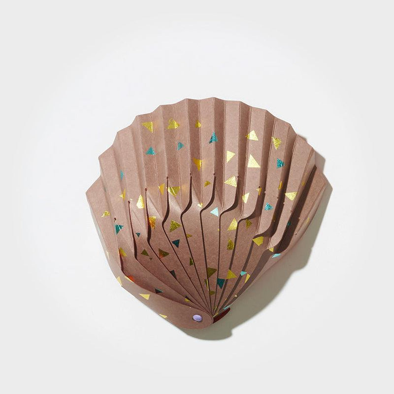 【折り紙トレイ】紙の貝殻椀 三角箔茶 | 加飾技法
