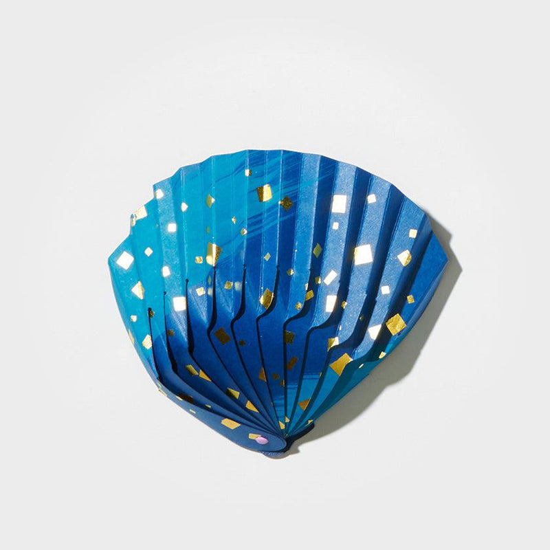 【折り紙トレイ】紙の貝殻椀 刷毛石青 | 加飾技法