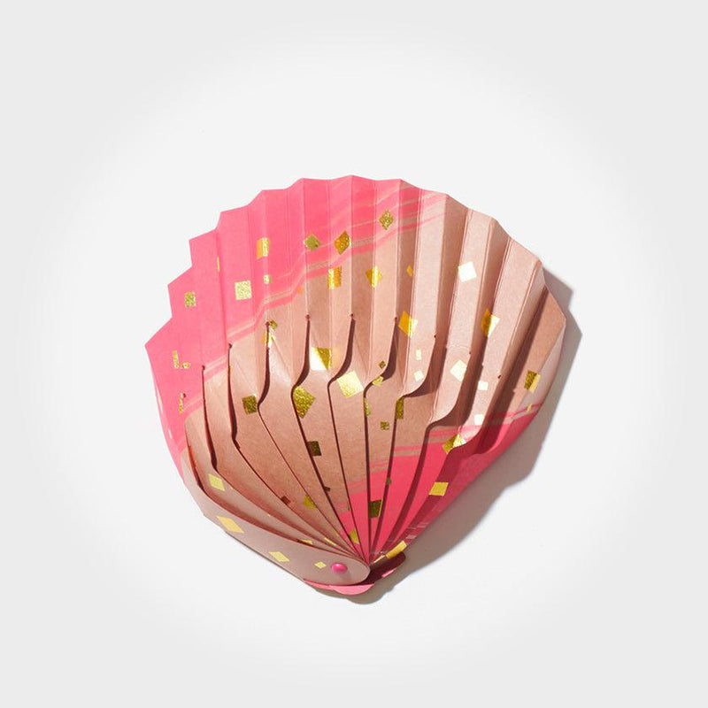 【折り紙トレイ】紙の貝殻椀 刷毛石赤 | 加飾技法