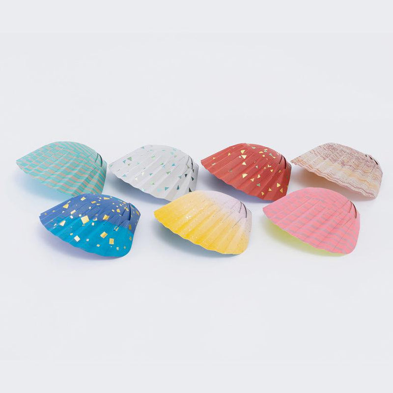 【折り紙トレイ】紙の貝殻椀 刷毛石赤 | 加飾技法