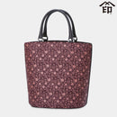 【バッグ】69手提げ 椿 (黒地×ピンク漆) | 甲州印伝 | 印傳屋