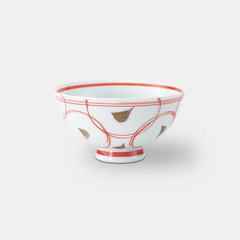 【茶碗3個セット】刷毛点紋 軽量飯碗 中・赤 | 波佐見焼 | 西海陶器
