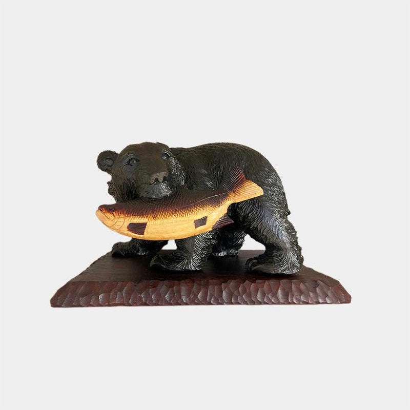 【置物】木彫り熊 (鮭喰い) | アイヌ工芸