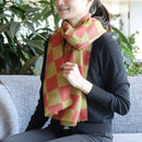 【マフラー】市松 (朱黄土) | 京友禅 | 禾口木丙