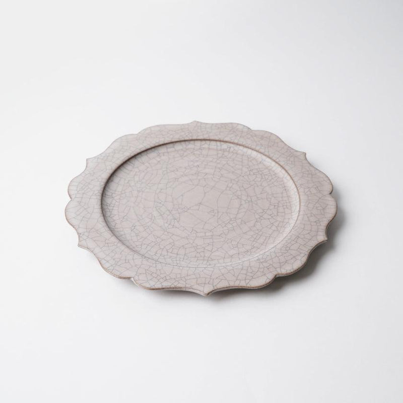 【皿】Hibiki フラットプレート (リム) 輪花-M 黒 | 京焼・清水焼 | fuuu
