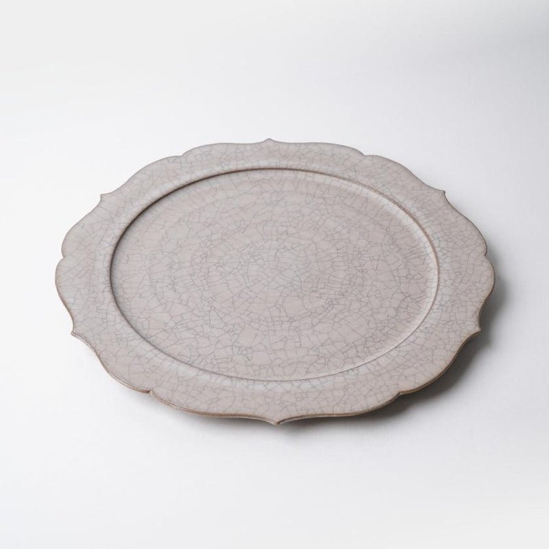 【皿】Hibiki フラットプレート (リム) 輪花-L 黒 | 京焼・清水焼 | fuuu