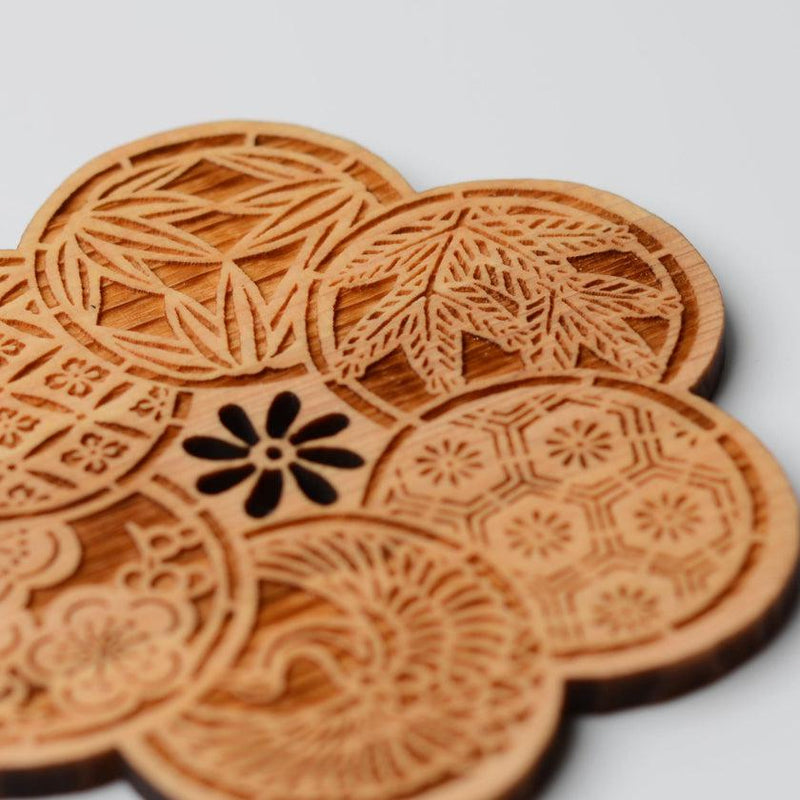 【コースター】梅に小紋 | 摺り友禅彫刻師 | Sansai