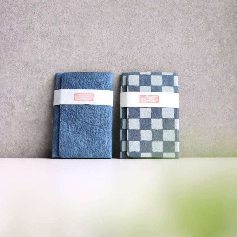 【カードケース】型染 市松 (藍) 名刺入れ | 黒谷和紙 | 黒谷和紙協同組合