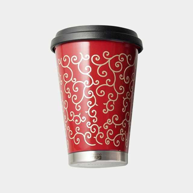 thermo mug ✕ 土直漆 器うるし波千鳥（レッド）｜越前漆器　2本 モバイルタンブラー｜thermo mug × 土直漆器 うるし唐草 (レッド