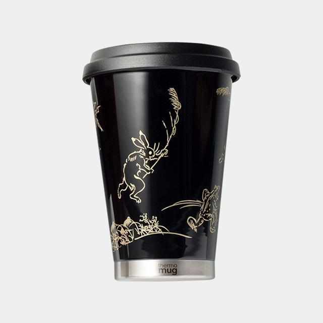 【モバイルタンブラー】thermo mug × 土直漆器 うるし鳥獣戯画 (ブラック) | 越前漆器 | 匠市