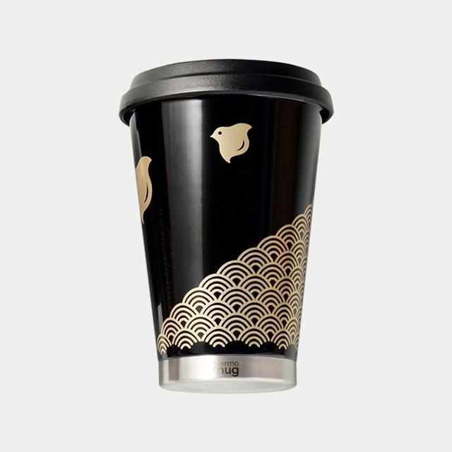 モバイルタンブラー｜thermo mug × 土直漆器 うるし波千鳥 (ブラック