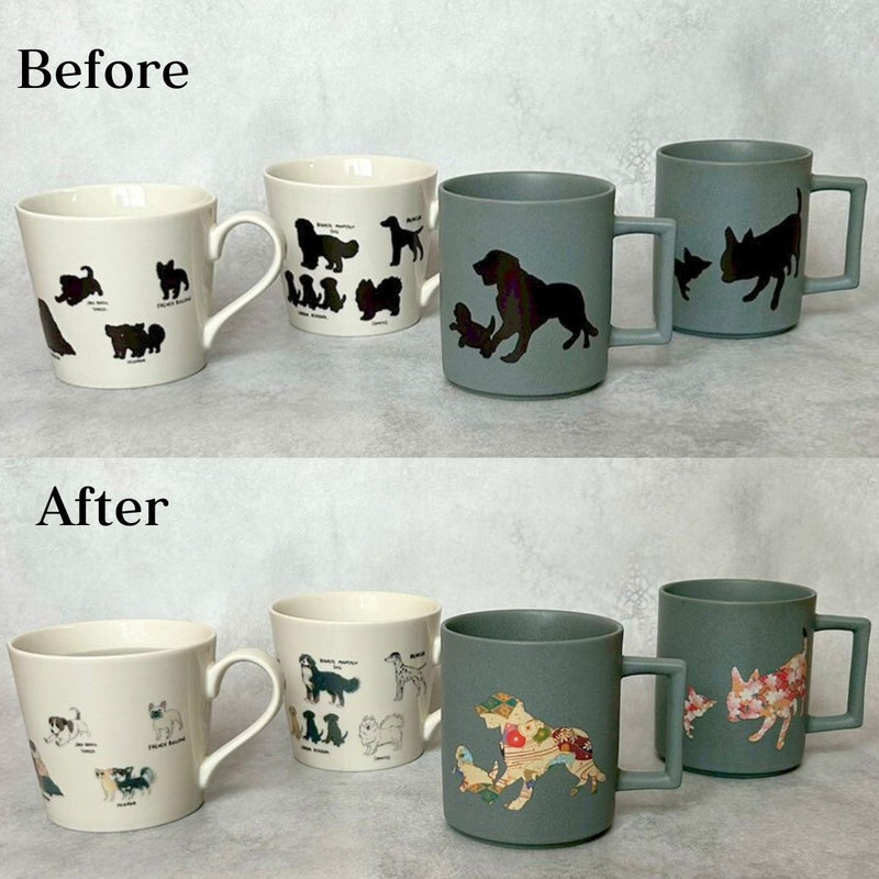 温かい飲み物を注ぐと、かわいらしいワンコの世界！温感|マグカップ【犬】