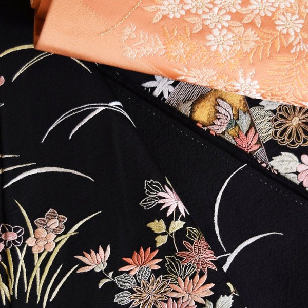 【期間限定セール】伝統工芸品 加賀縫(かがぬい) 漆黒に金彩刺繍 仮絵羽仕立て 繊細な模様が美しい加賀縫の魅力 ｜BECOS