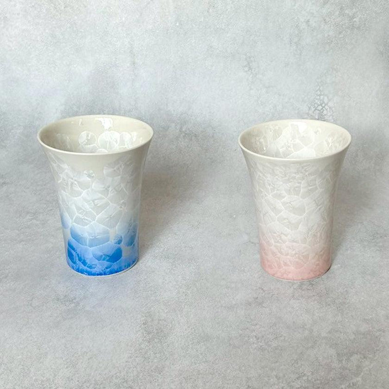 【フリーカップ2点セット】花結晶 (白地青赤) | 京焼-清水焼 | 陶葊