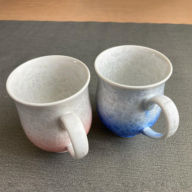 【マグカップ2点セット】花結晶 (白地青赤)  | 京焼-清水焼 | 陶葊