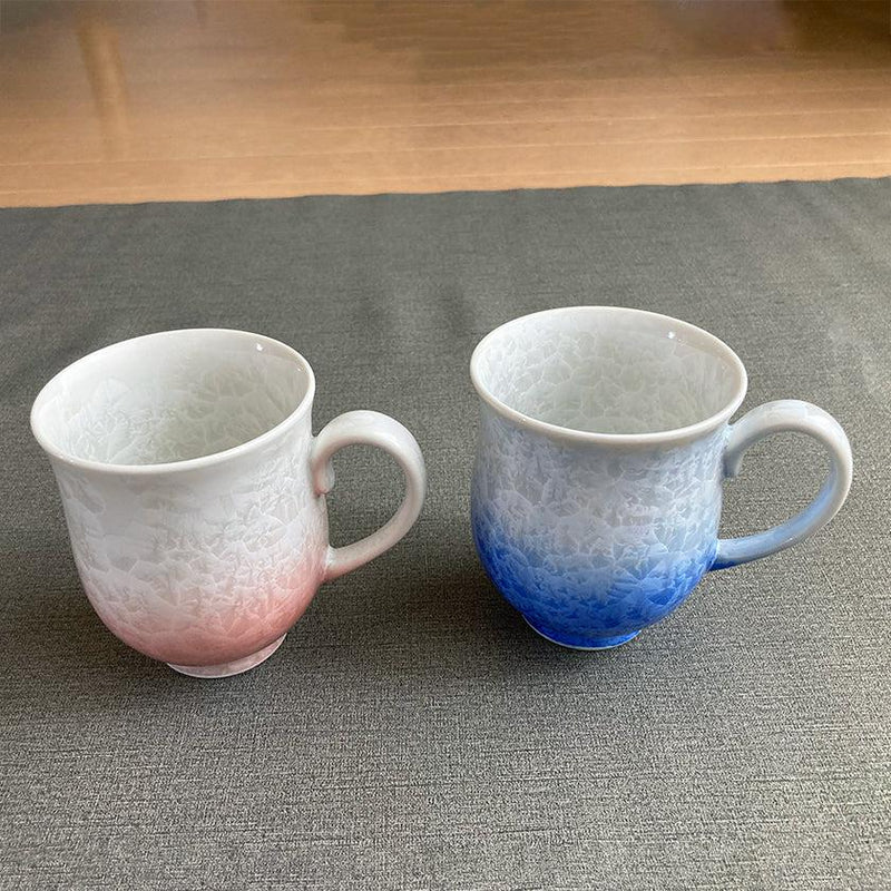 【マグカップ2点セット】花結晶 (白地青赤)  | 京焼-清水焼 | 陶葊