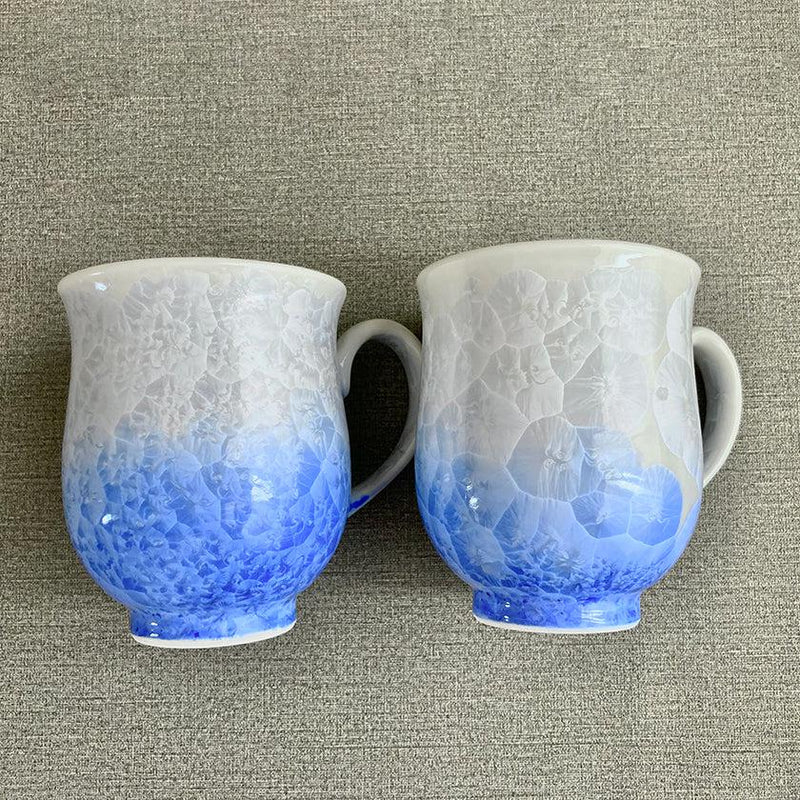 【マグカップ2点セット】花結晶 (白地青赤)  | 京焼-清水焼 | 陶葊