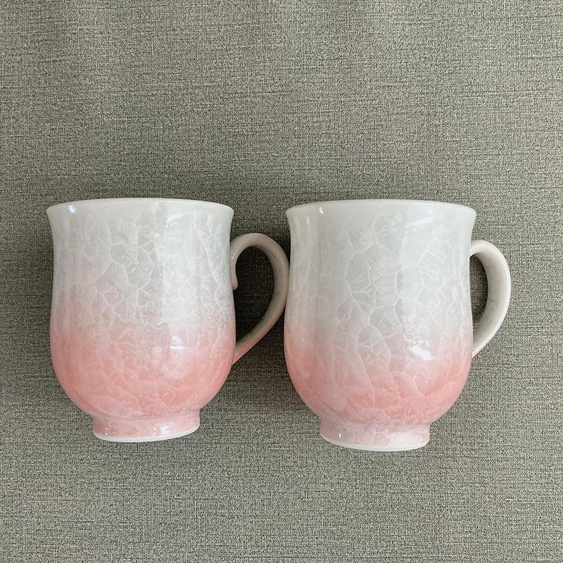 【マグカップ2点セット】花結晶 (白地青赤)  | 京焼-清水焼 | 陶葊