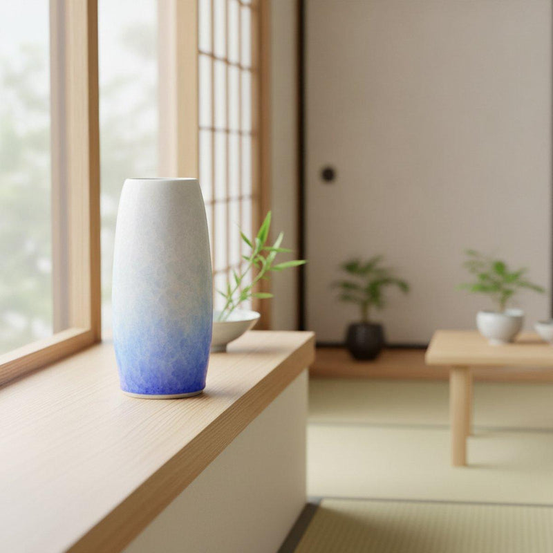 花瓶｜花結晶 (白地青) 花瓶 | 京焼-清水焼 | 陶葊 ｜BECOS