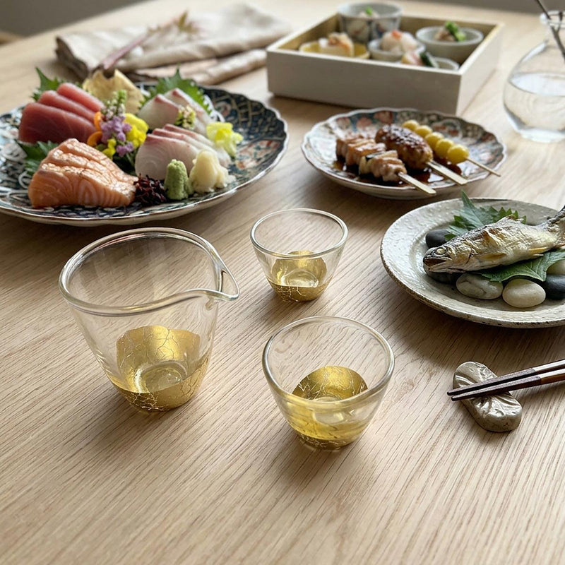箔一 片口酒器セット(箱付) 酒器3点セット｜貫入 片口&ぐい吞み | 金沢箔 | 箔一 ｜BECOS