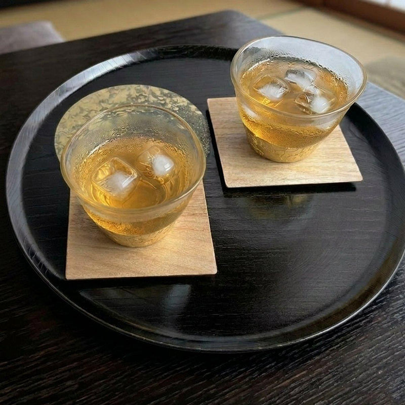 グラス2点セット｜貫入 冷茶グラス＆コースター | 金沢箔 | 箔一 ｜BECOS