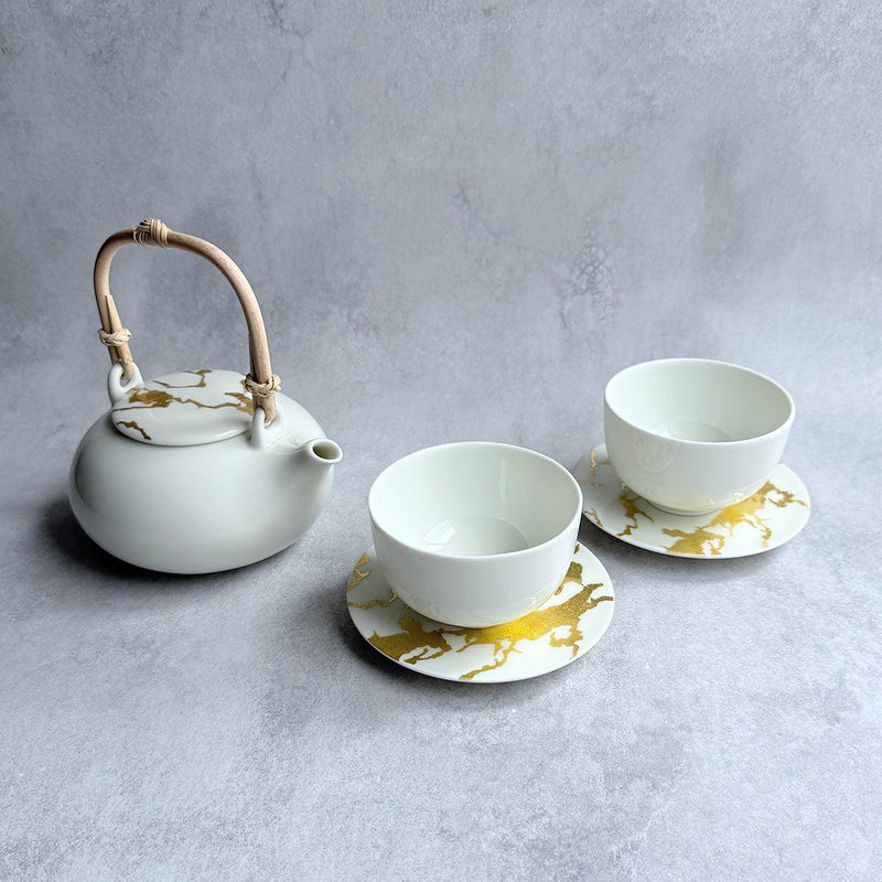 茶器セット｜RS marble ポット カップ&ソーサー | 金沢箔 | 箔一 ｜BECOS