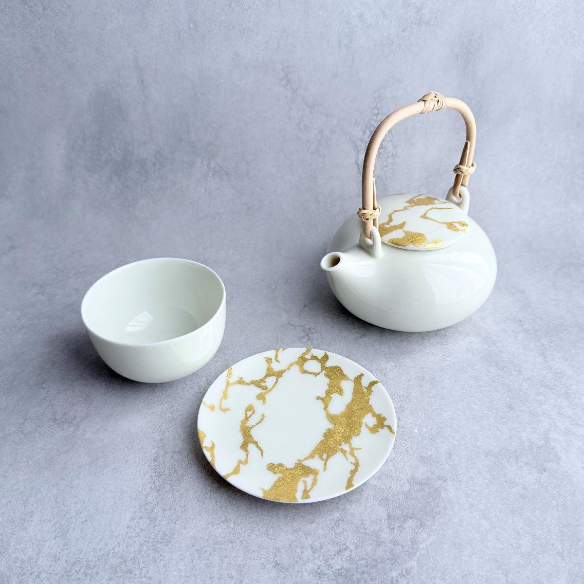 茶器セット｜RS marble ポット カップ&ソーサー | 金沢箔 | 箔一 ｜BECOS