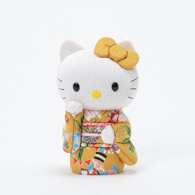 【招き猫】招きハローキティ (黄) | 江戸木目込み | 柿沼人形