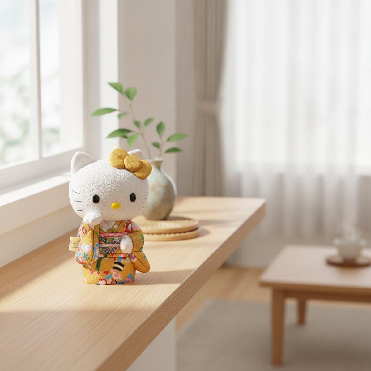 招き猫｜招きハローキティ (黄) | 江戸木目込み | 柿沼人形 ｜BECOS