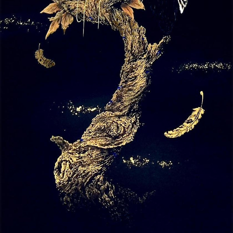 【掛け軸】黄金月宵梟 尺五立 (本金証明書付) | 掛軸 | 偕拓堂アート