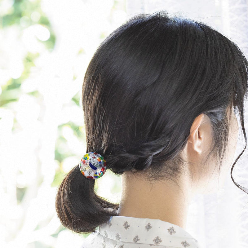 小粒ガラスの四季彩ヘアゴム