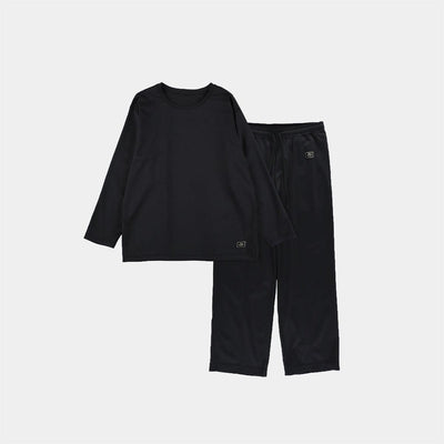 【リカバリーウェア】シルキータッチ ロングスリーブ & ロングパンツ リカバリーウェアセット ブラック | Foo Tokyo